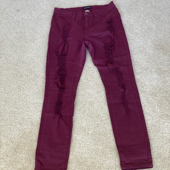 High rise distressed jeans with stretch - Picture 5 of 6